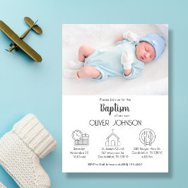 Pojke Bautizo Elegant Modern baptism Inbjudningar