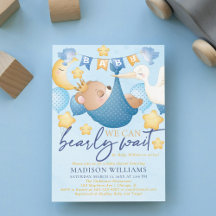 Pojke Bear Blue Baby Shower