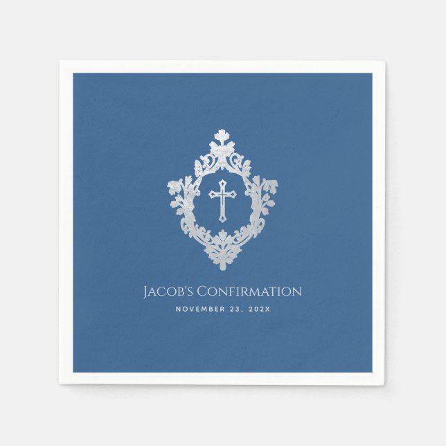 Pojke Bekräftelse Klassisk Blå Vintage Omsorgsfull Pappersservett (Framsidan)
