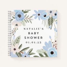Pojke Blue Blommigt Baby Shower Guest Bok