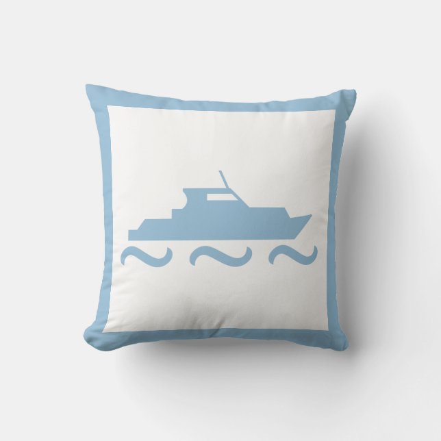 Pojke Blue Boat Kudde (Framsida)