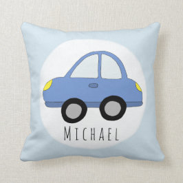 Pojke Blue Car Fordon Namn Nursery Kudde