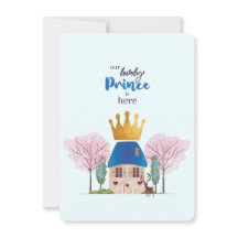 Pojke Blue Guld Prince Castle Baby Shower