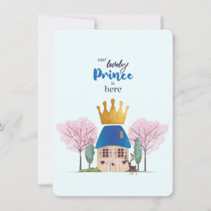 Pojke Blue Guld Prince Castle Baby Shower Inbjudningar
