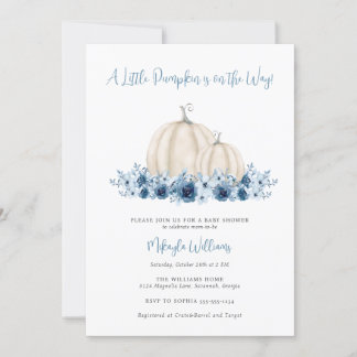 Pojke Blue Little Pumpkin Bokar for Baby Shower Inbjudningar