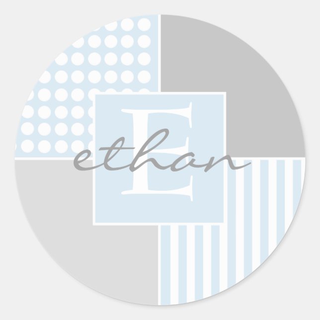 Pojke Blue Modern Sticker Runt Klistermärke (Framsida)