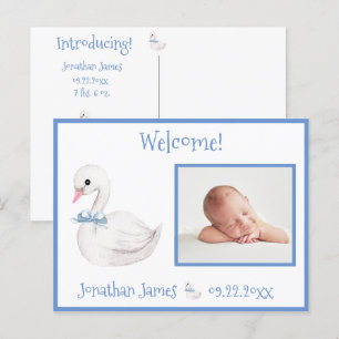Pojke Blue Photo Typography Namn Birtud Stats Meddelande Vykort