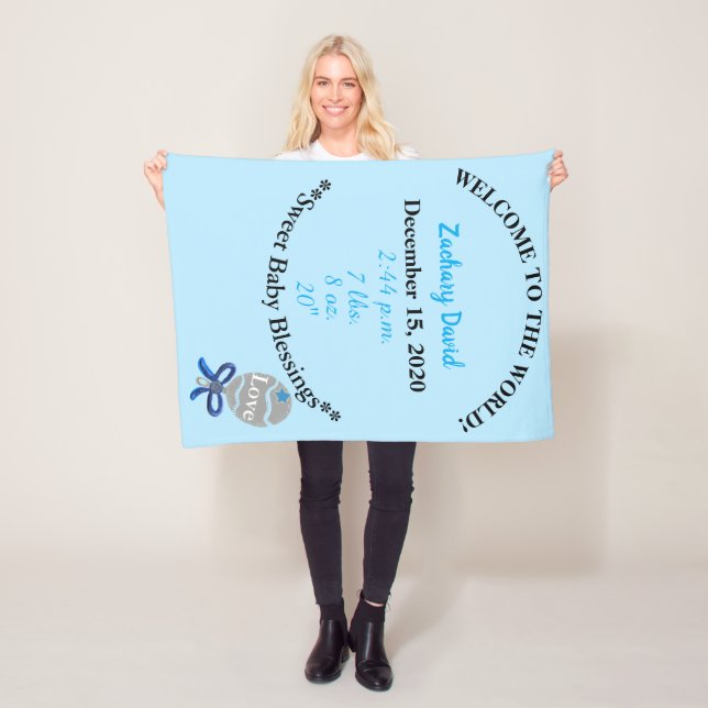 Pojke Blue Rattle Fleece Blanket (På plats)