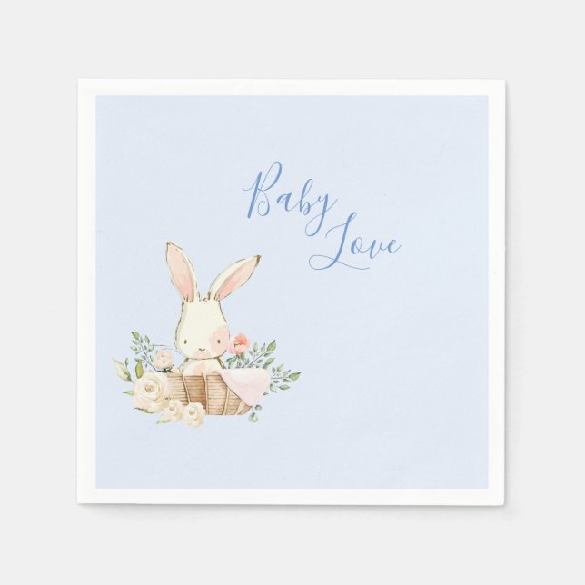 Pojke Blue Script Cute Adsible Baby Shower Pappersservett (Framsidan)