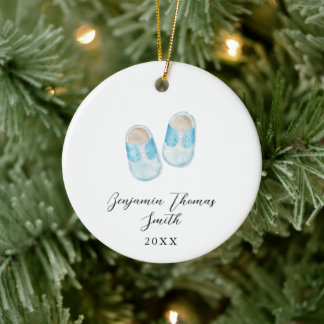 Pojke Blue Shoes jul Ceramic Ornament