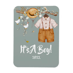 Pojke Boho Greenery Rustic Magnet