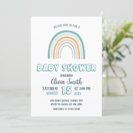 Pojke Boho Rainbow Baby Shower Inbjudningar