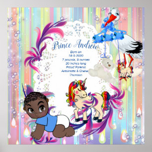 Pojke Bubbles & Unicorns Poster