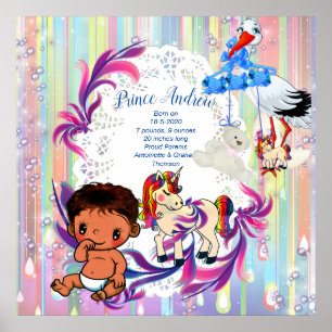Pojke Bubbles & Unicorns Poster