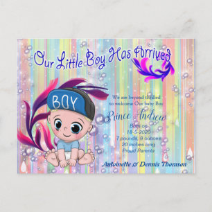 Pojke Bubbles & Unicorns Vykort