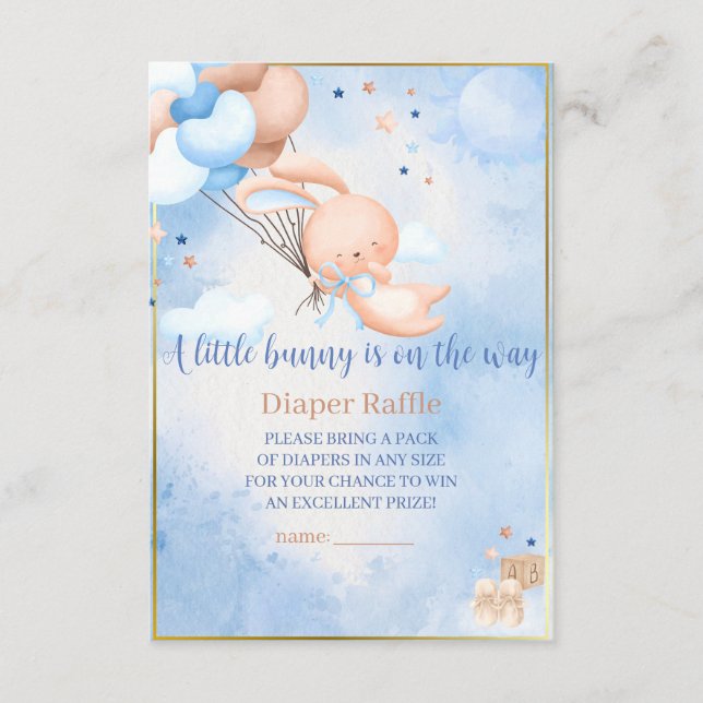 Pojke Bunny Baby Shower Diaper Raffle Tilläggskort (Framsida)