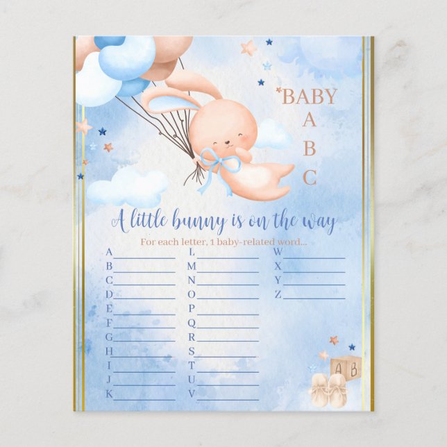 Pojke Bunny Baby Shower Game (Framsida)