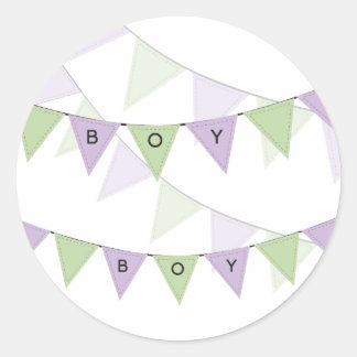 Pojke Bunting Banner Cuptårta Topper Label Runt Klistermärke