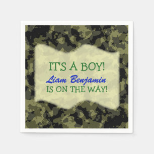 Pojke - Camo Themed baby shower Pappersservett