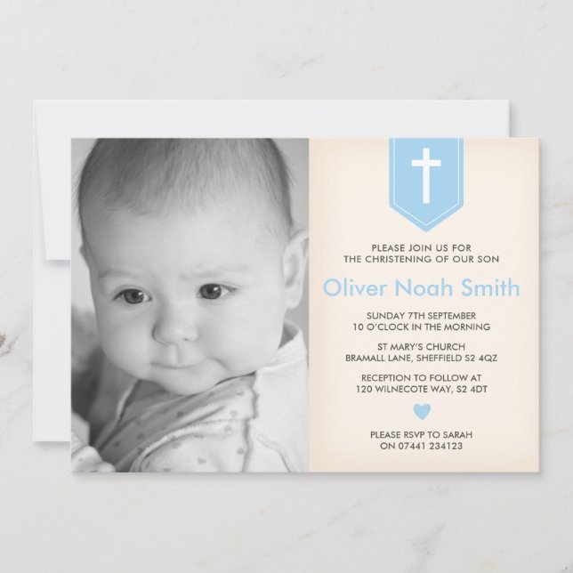 Pojke Christening/Baptism-inbjudan Inbjudningar (Framsida)