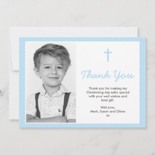 Pojke Christening/Baptism - tack för ditt kort
