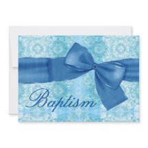 Pojke Christine Blue Damask Faux Bow