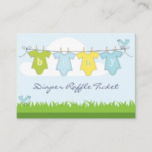 Pojke Clothes Line Diaper Raffle Affärskort Tilläggskort