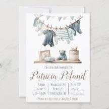 Pojke Clothes on Clothesline Baby Shower