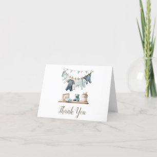 Pojke Clothesline Baby Shower Tack Kort