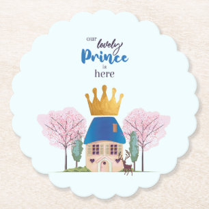 Pojke Crowed Blue Guld Fairy Prince Castle Underlägg Papper