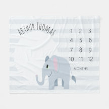 Pojke Cute Blue Elephant Safari Milestone