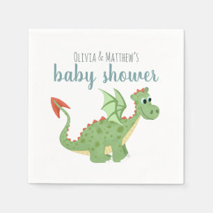 Pojke Cute Magic Grönt Dragon Baby Shower Pappersservett