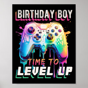 Pojke Dags att Gå Upp en Nivå TV-Spel Födelsedagsf Poster