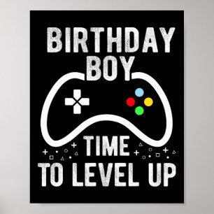 Pojke Dags att Gå Upp en Nivå TV-Spel Födelsedagsp Poster