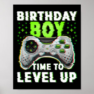 Pojke Dags Att Gå Upp En Nivå Tv-Spel Gamer Födels Poster