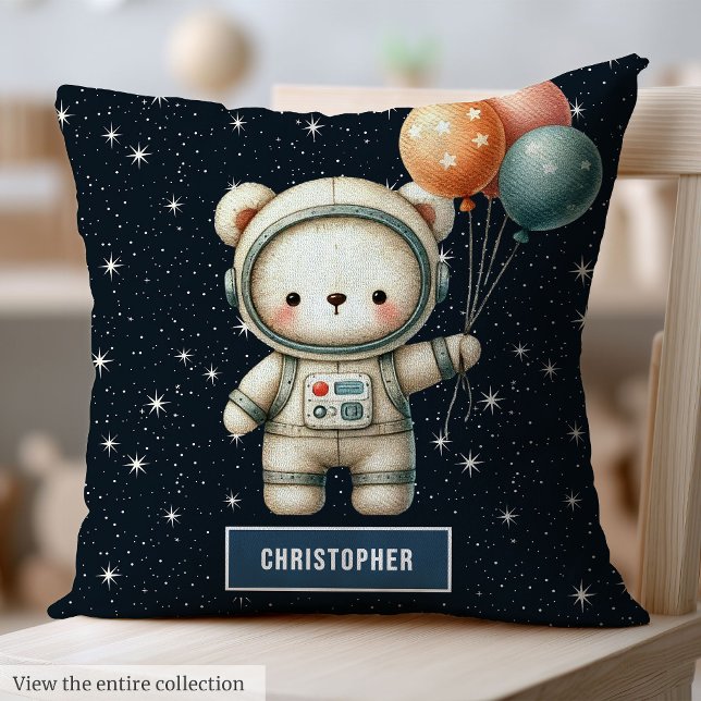 Pojke dekorativ Nalle för astronaut i påfyllning Kudde (Baby Boy Decorative Pillow Astronaut Teddy Bear Art)