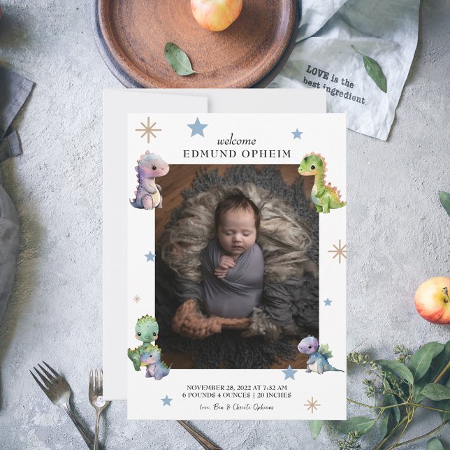 Pojke Dinosaur Birth Photo Meddelande (Skapare uppladdad)