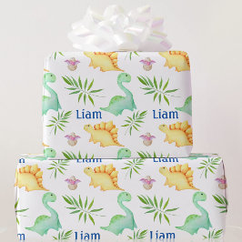 Pojke Dinosaur Namn - Nursery Cute Shower Gift Presentpapper