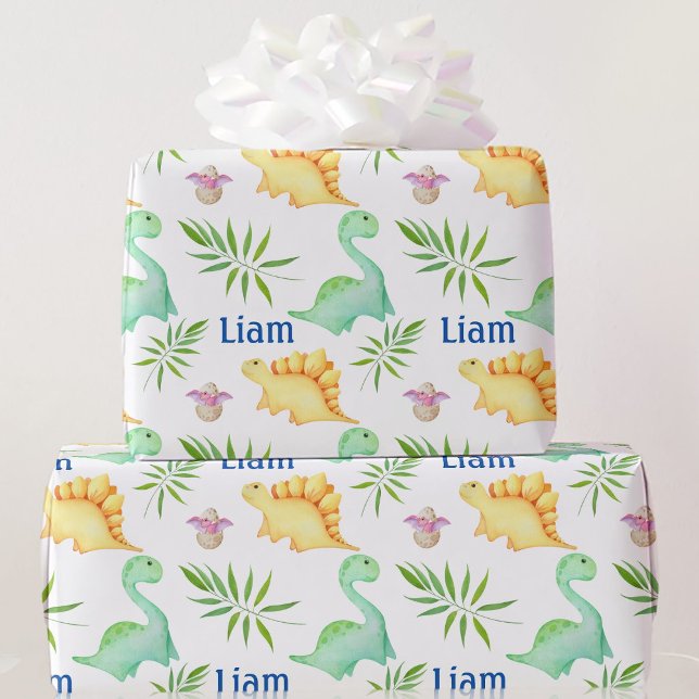 Pojke Dinosaur Namn - Nursery Cute Shower Gift Presentpapper (Skapare uppladdad)