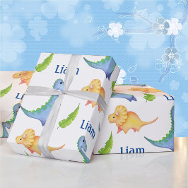 Pojke Dinosaur Nursery Cute Newborn Namn Gift Presentpapper