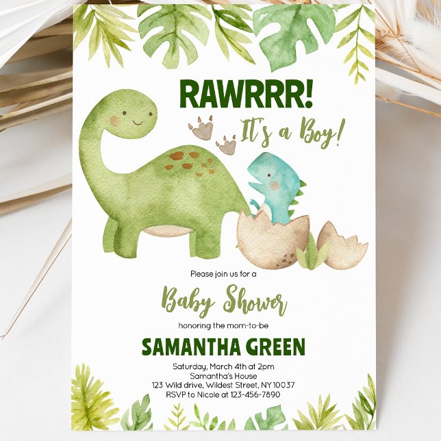 Pojke Dinosaurie Baby Shower Inbjudningar (Skapare uppladdad)