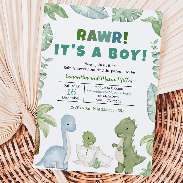 Pojke Dinosaurie Baby Shower Inbjudningar (Skapare uppladdad)