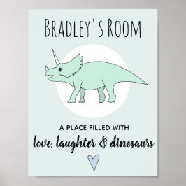 Pojke Doodle Dinosaur Triceratops Namn Nursery Poster