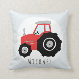 Pojke Doodle Red Tractor med Namn Nursery Kudde