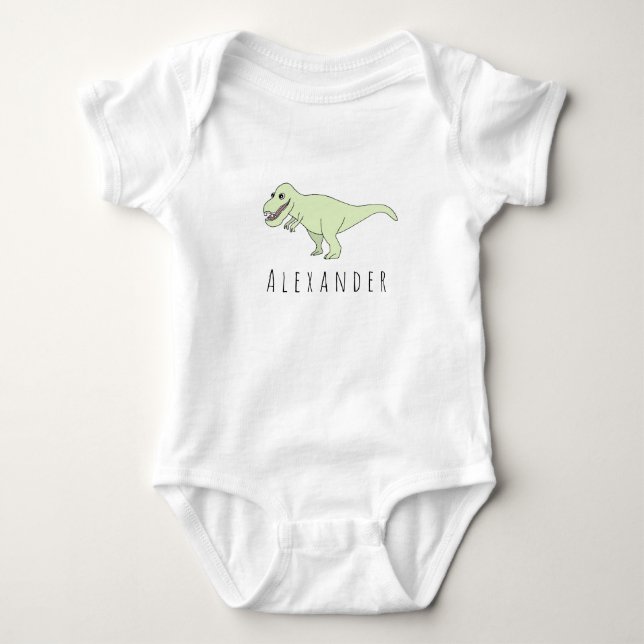 Pojke Doodle T-Rex Dinosaur med Namn Tee (Framsida)