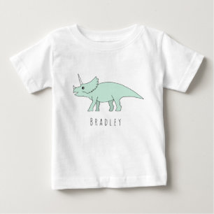 Pojke Doodle Triceratops Dinosaur med Namn Tee Shirt