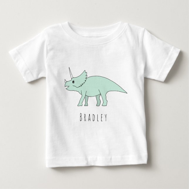 Pojke Doodle Triceratops Dinosaur med Namn Tröja (Framsida)