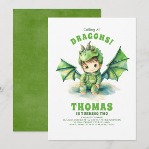 Pojke Dragon Birthday-inbjudningar Inbjudningar