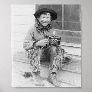 Pojke Dreped som Cowboy med Leksak Poster