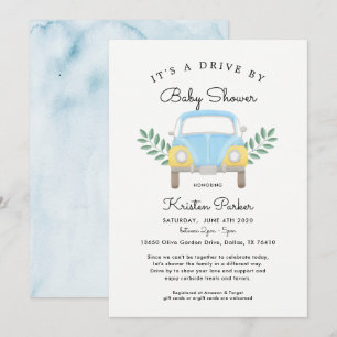 Pojke Drive by Baby Shower Inbjudningar